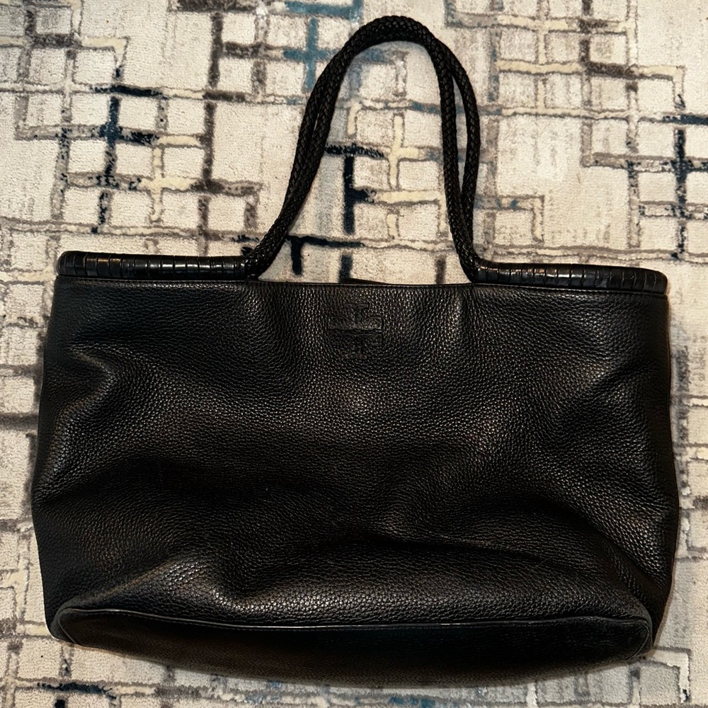 Tory Burch Large Taylor Black Pebbled Leather Tote Shoulder Bag - Picture 4 of 16